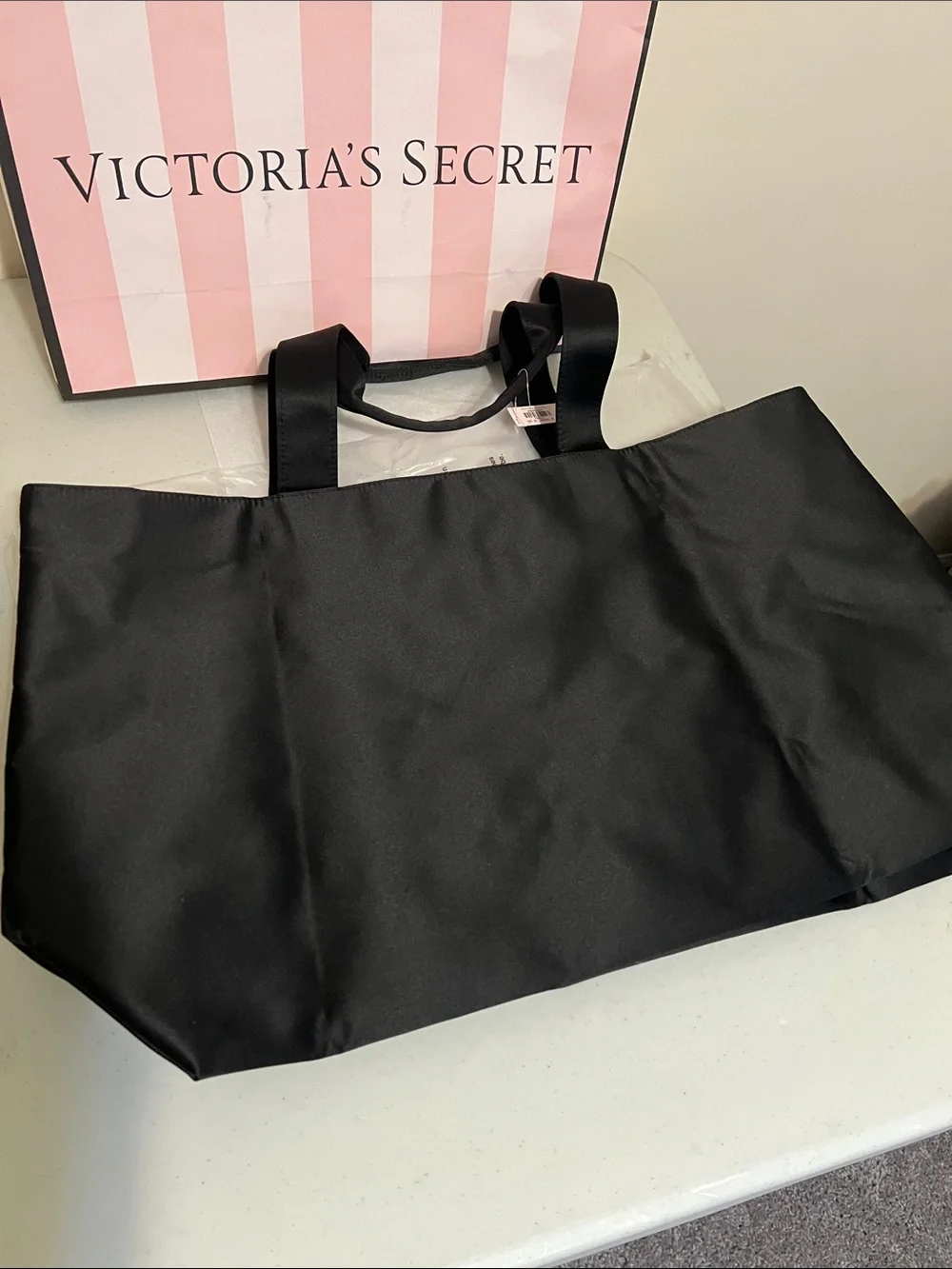 Victoria's Secret Black Tote with Gold Studded Wing Logo
